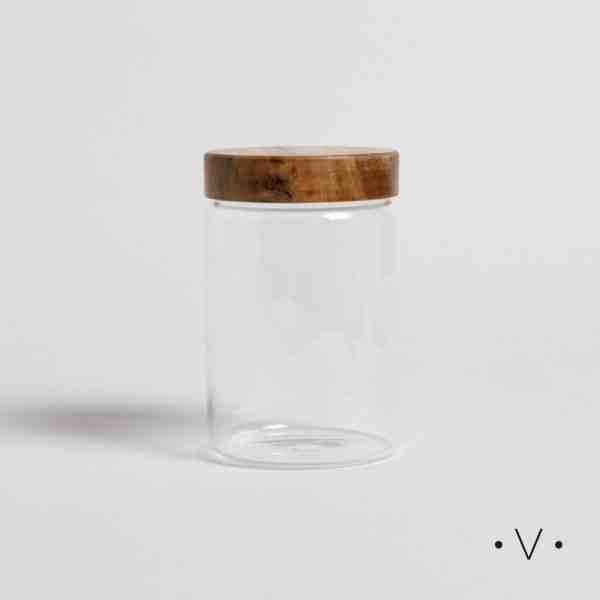 FRASCO REDONDO CON TAPA DE MADERA ACACIA VASSA 1100ML